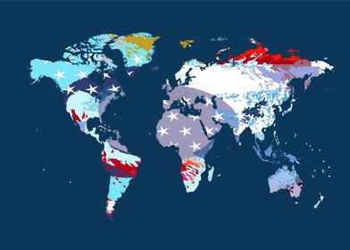 Infographic world map blue