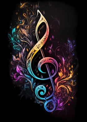 Musical clef watercolor