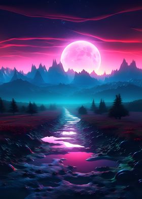 Neon Fantasy Landscape