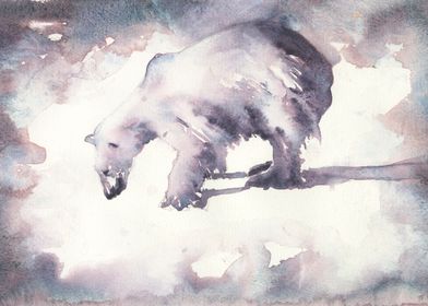 Polar bear watercolor art
