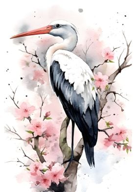 Stork Watercolor
