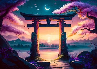 sunset to torii gate