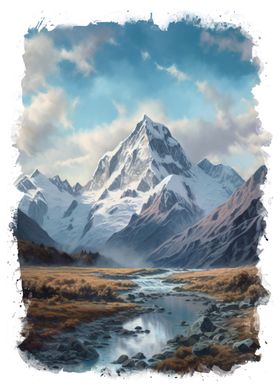 Mountain landscape paint