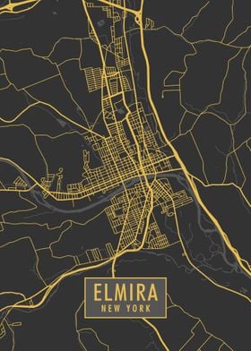 Elmira New york Map