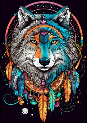 Dreamcatcher Mandala Wolf