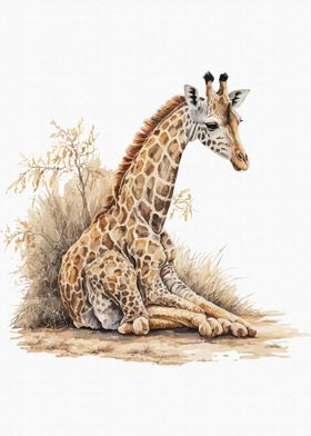 Giraffe in watercolor