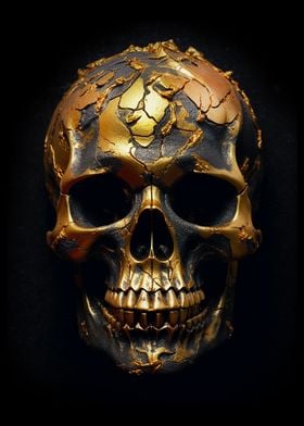 Gothic Black Gold Skull 