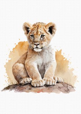 Lion in watercolor style