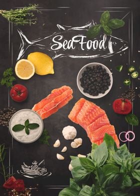 Salmon Seafood Chalkboard