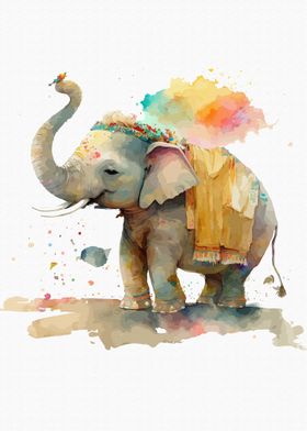 Elephant in watercolor