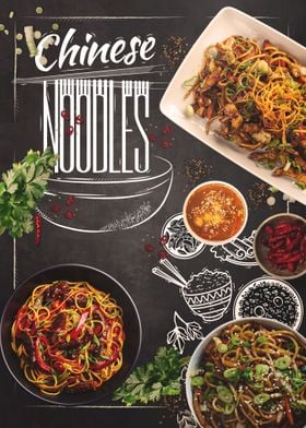 Chinese Noodles Chalkboard