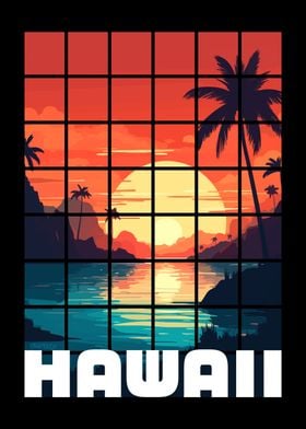 Hawaii Sunset Illustration