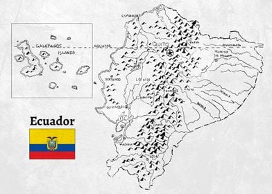 Handdrawn Ecuador Map