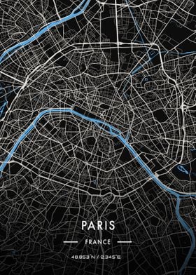 Paris night map