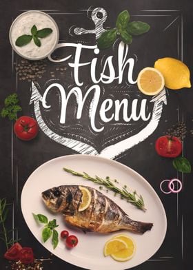 Fish Menu Chalkboard