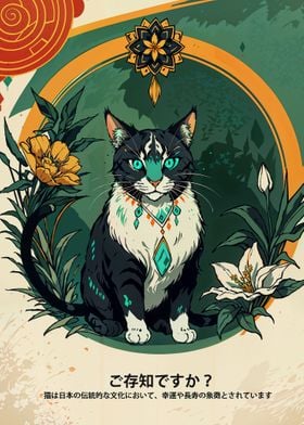 Drawing cat with flowers