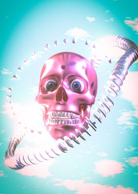 Pink Silver Skull