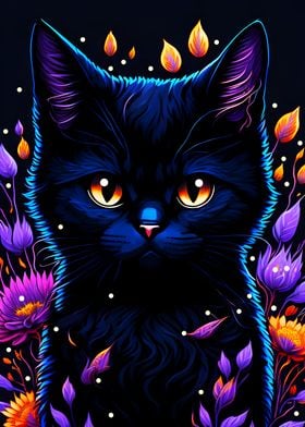 Vibrant Black Cat