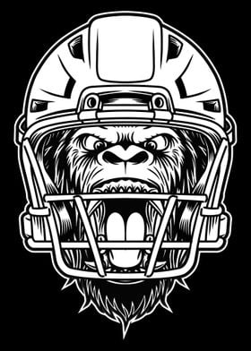 Gorilla Football HelmetBnW