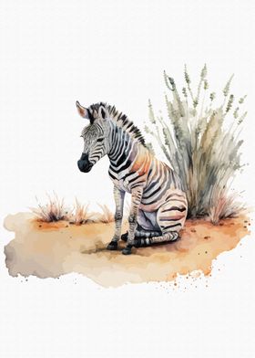 Zebra in watercolor style