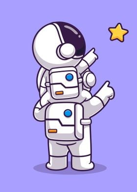 Astronaut carrying baby