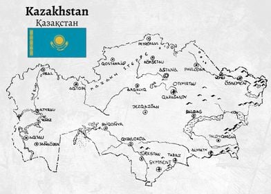 Handdrawn Kazakhstan Map