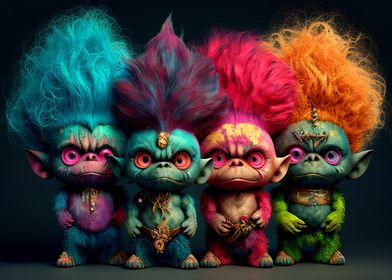 colorful four trolls