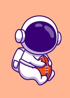 Astronaut playing rugby