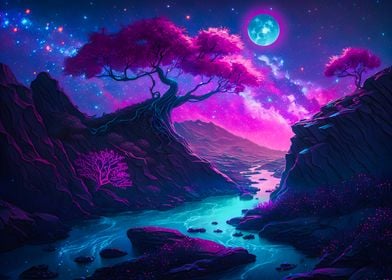 Fantasy Landscape neon 