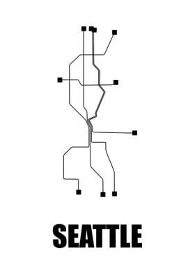 Seattle White Subway Map