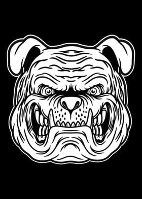 Bulldog head mascot BnW