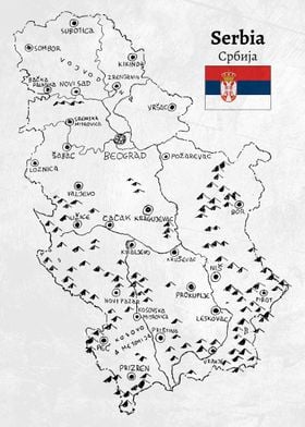 Handdrawn Serbia Map