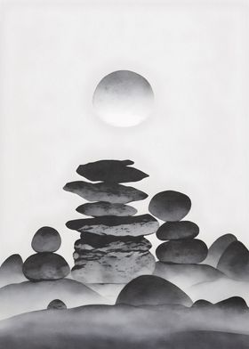 Zen Meditating Stone Black