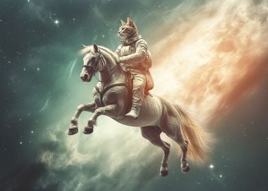 Cat Astronaut on Horse