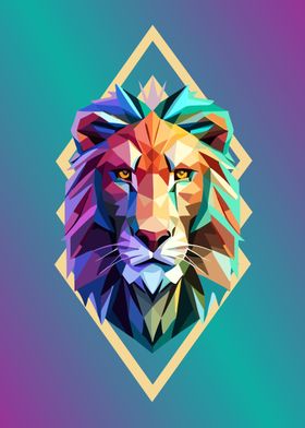 low poly beauty lion