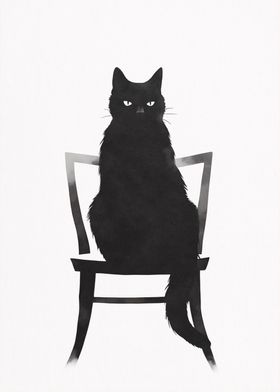 Black Cat Inkwash Abstract
