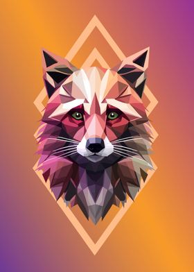 low poly beauty raccoon