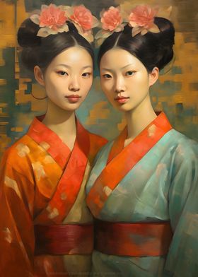 Painted Asian Twins