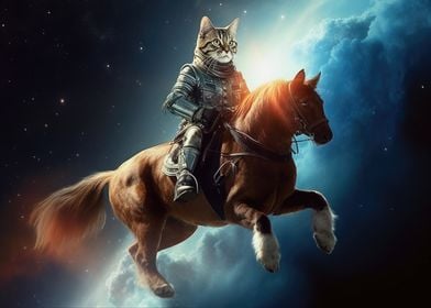 Tabby Cat Horse Rider