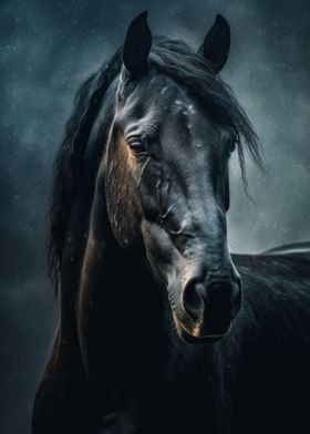 black horse portrait