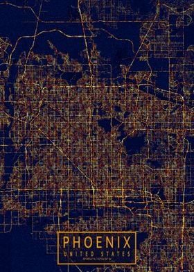 Phoenix Map City At Night