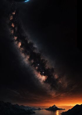 A starry sky at sunset