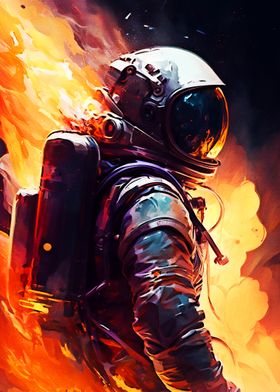 'Painting astronaut flames' Poster by Coffee Design | Displate