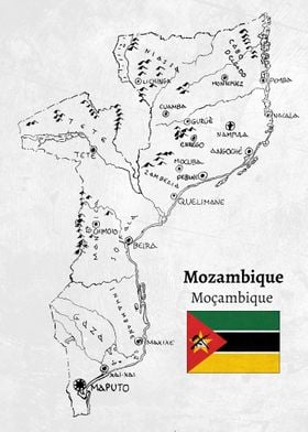 Handdrawn Mozambique Map