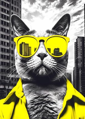 Yellow Vibes Cool Cat