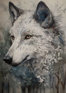 Powerful Wolf Portrait Art