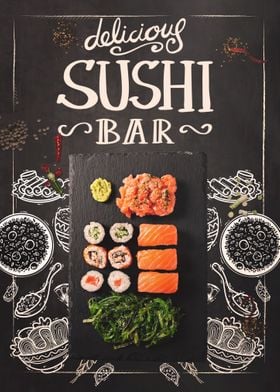 Sushi Menu Chalkboard