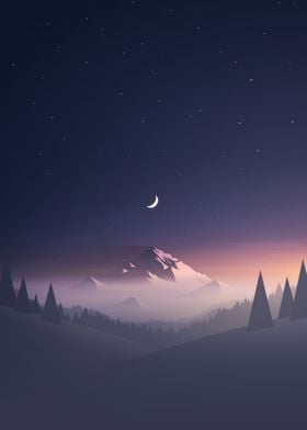 Flat Mountain and Moon