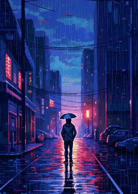 Rain City Pixel 16bit Art 