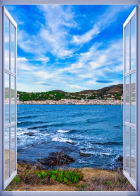 Window view sea landscape